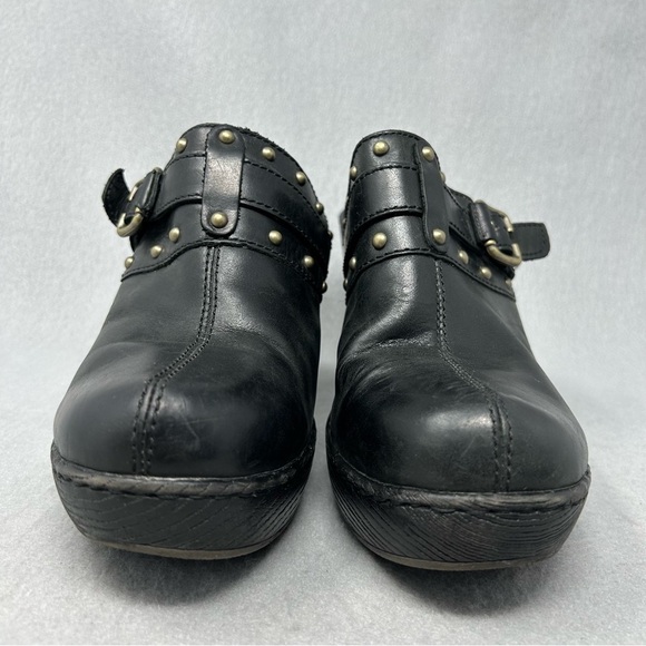 Born Womens Clogs Black Leather Size 9/40.5  Mules Slip On Buckle - Picture 7 of 12